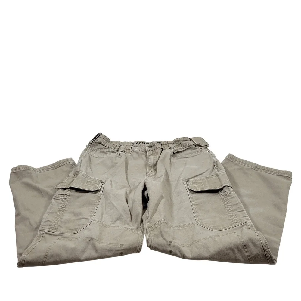 Duluth Trading Co Cargo Pants Mens 38x32 Khaki Excellent Flex Fire Hose Work
